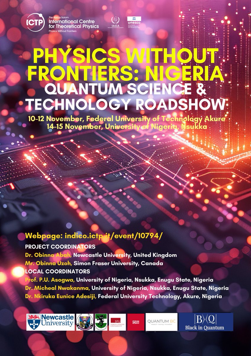 blkinquantum's tweet photo. We’re thrilled to be part of this pioneering workshop on Quantum Science and Technology in Nigeria, organized in collaboration with the International Centre for Theoretical Physics (ICTP) PWF program (@ictpPWF). https://t.co/ihXUj6jRb0