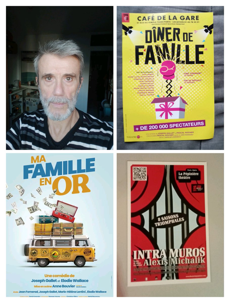 Sur scène en alternance dans Dinerdefamille de <a href="/PascalRocher/">Pascal Rocher</a> et @JosephGallet du 5au 16 Nov <a href="/CafedelaGare/">LeCafedelaGare</a>
Le 17 Nov en tournée à Penmarc'h dans Ma famille en or de <a href="/ElodieWallace/">Elodie Wallace</a> et @JosephGallet Dans INTRA-MUROS de <a href="/AlexisMichalik/">michalik alexis</a> le 26 et 27 Nov à le <a href="/LaPepiniere_Th/">La Pépinière Théâtre</a> !!!