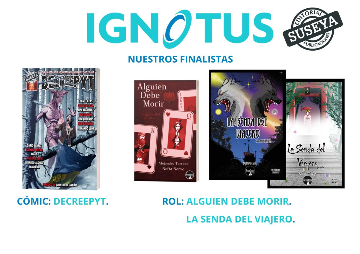 Quedan pocos días para votar los IGNOTUS de este año y tenemos tres finalistas:
En Cómic: Decreepyt.
En Juego de rol: Alguien debe morir y La senda del viajero.
<a href="/Admin_Ignotus/">Premios Ignotus</a> #Ignotus #Ignotus2024 #Cómic #juegoderol