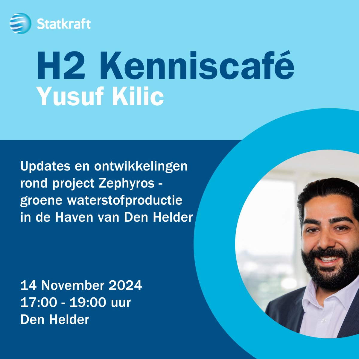 Op het aankomende H2 Kenniscafé deelt onze Yusuf Kilic de nieuwste updates over ons groene waterstofproject Zephyros in de Port of Den Helder! 🤩 Daar gaan we met partners in gesprek over alle aspecten van het project, van elektrolyser tot tankstation. Zien we je daar?