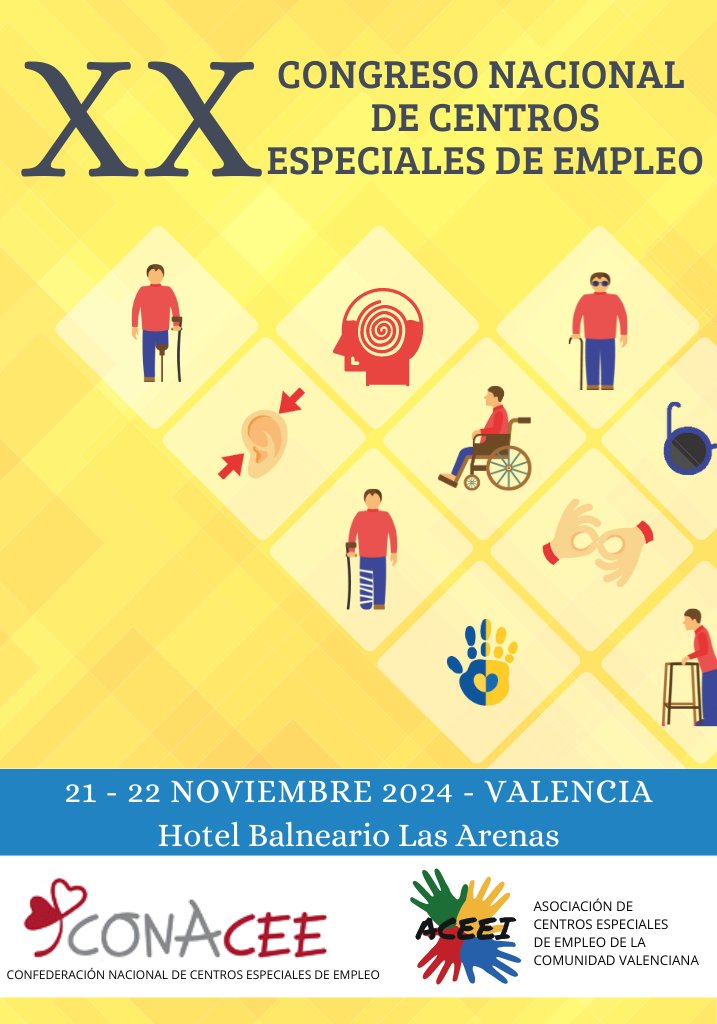 Somos patrocinadores del Congreso Nacional de Centros Especiales de Empleo <a href="/CONACEE/">CONACEE</a> , que se celebra los días 21 y 22 de noviembre en Valencia.

Podéis consultar la agenda y registraros en el siguiente enlace: congresoconacee2024.conacee.org/?utm_source=BO…