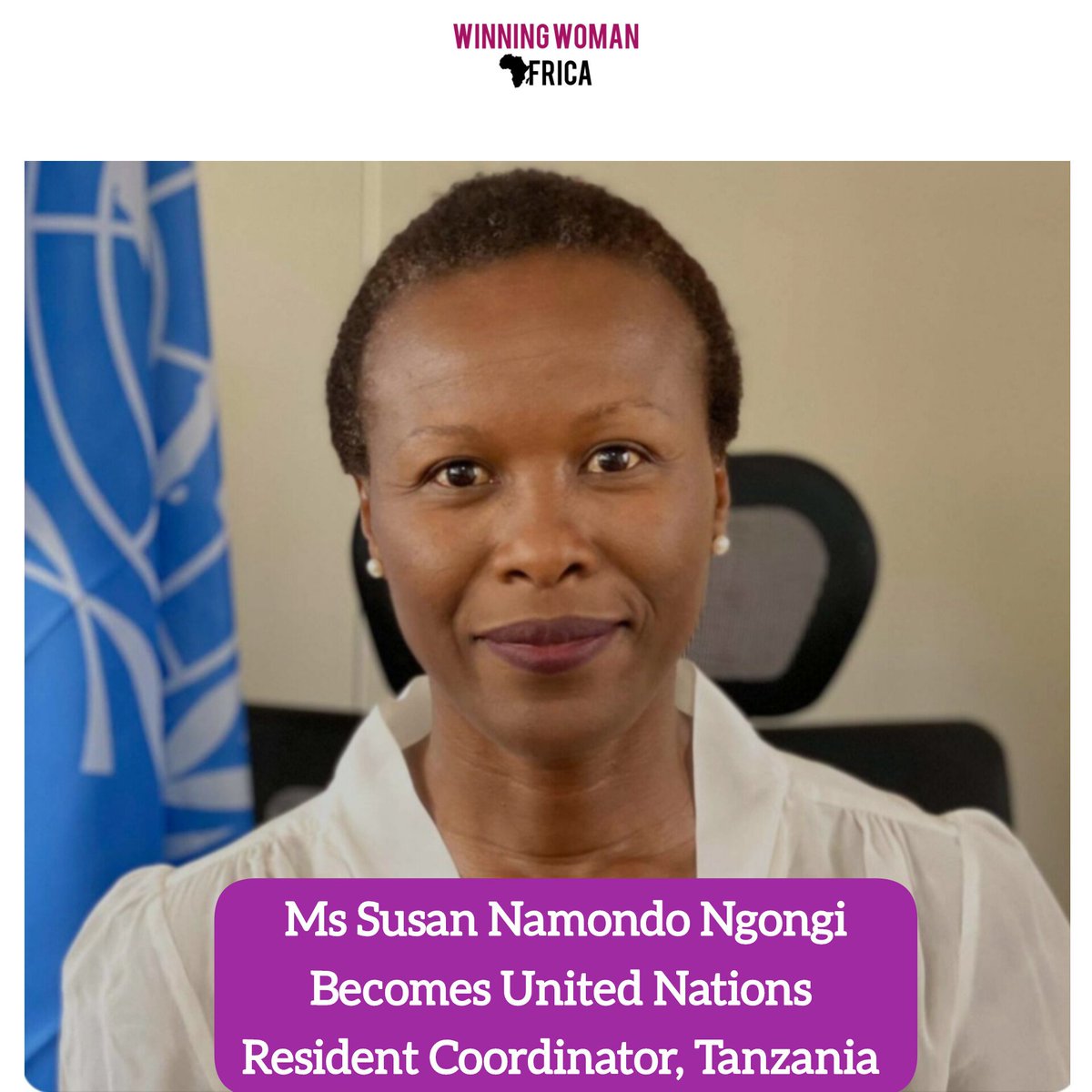 WinningWomanAfr's tweet photo. Congratulations to Mme Susan Namondo Ngongi on her appointment by the UN Secretary General, Antonio Guterres, as United Nations Resident Coordinator in Tanzania  

We're so proud of you, Ma'am. 🥂🎊
@unwomenafrica
@SusanNamondo
 #winningwomanafrica #unitednations #tanzania https://t.co/NbF1SGX6eK