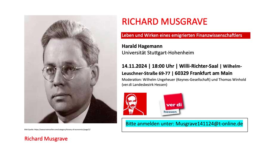 Keynes Gesellschaft (@keynesgesellsc1) on Twitter photo Veranstaltung unserer Frankfurter Kollegen zu Richard Musgrave mit Harald Hagemann <a href="/GustavAHorn/">Gustav A. Horn</a> Veranstaltung unserer Frankfurter Kollegen zu Richard Musgrave mit Harald Hagemann <a href="/GustavAHorn/">Gustav A. Horn</a>