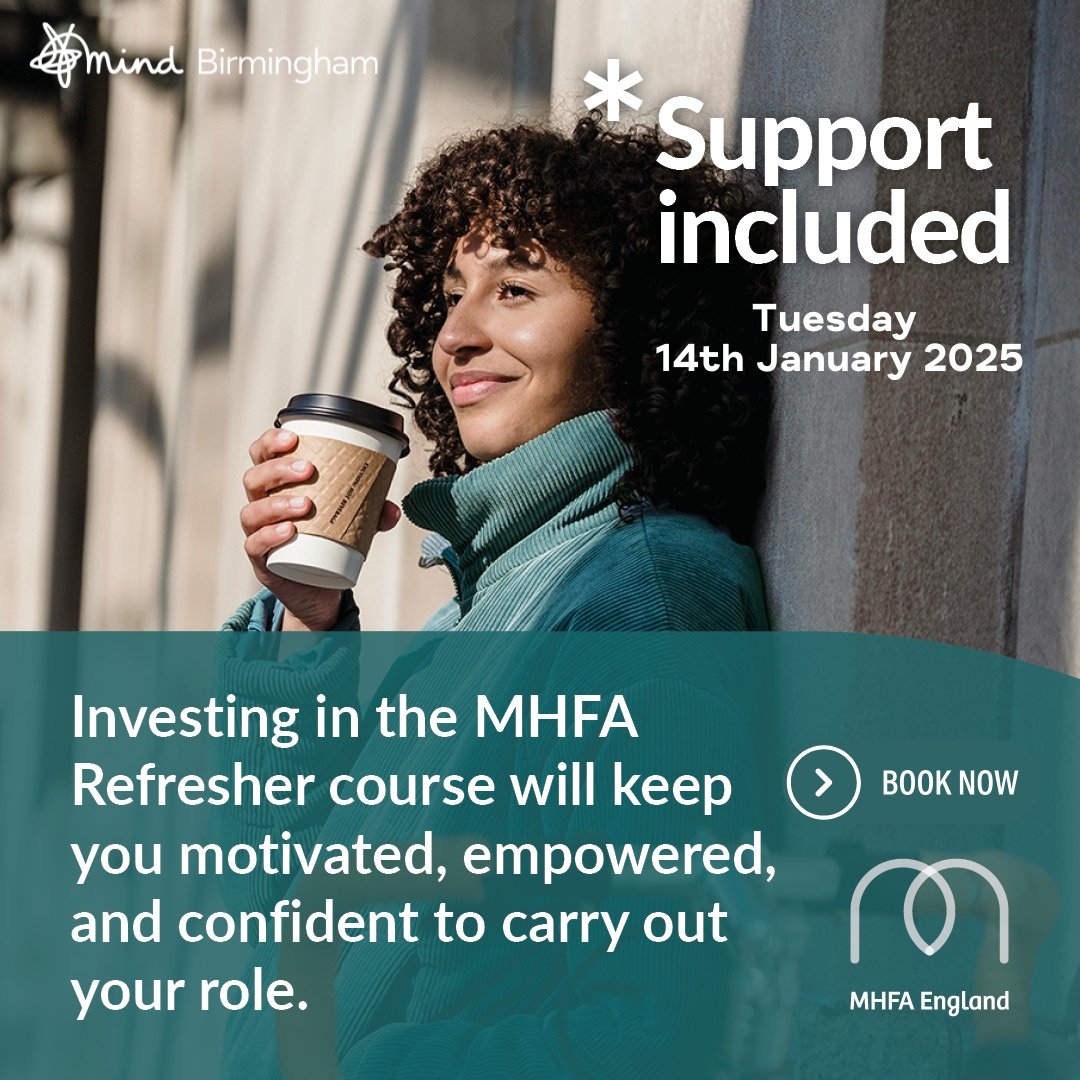 👉 Are you a Mental Health First Aider?

👉 Did you train more than 3 yrs ago - time for a Refresher?

Book today!

📆 Tuesday 14th January 2025
🕘 9am - 1pm
📍 Holte Hub, Villa Park, Trinity Road, Birmingham B6 6HE
💳 £150.00 per person

Booking via - eventbrite.co.uk/e/adult-mhfa-r…