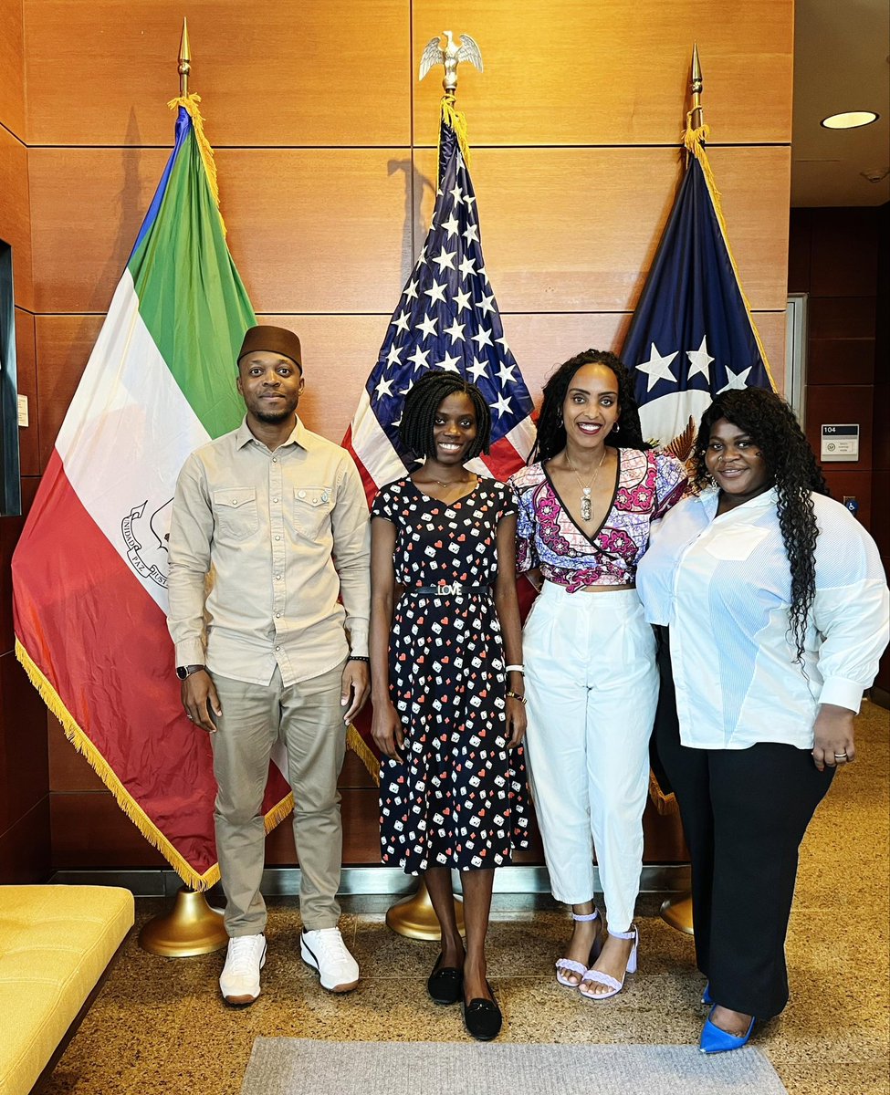 Last week, Hermila Yifter, new PAO at <a href="/USEmbassyEG/">U.S. Embassy Malabo 🇺🇸🇬🇶</a> &amp; assistant, Jorge Sikota, met with part of <a href="/YALI_EG/">🌍 YALI - Equatorial Guinea 🇬🇶</a> leadership team, led by its president @NchasoOscar &amp; the  Secretariat: <a href="/HBotau/">Honor</a>, Sese Sité; <a href="/NelidaKarr/">Nelida karr</a> (MMF Fellow). 
Talks on Event for #GlobalEntrepreneurshipWeek2024