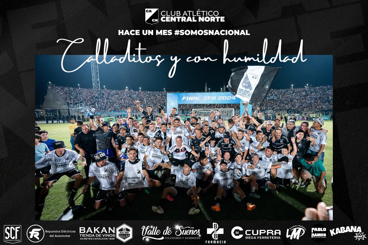 CACNoficial's tweet photo. #CentrelNorte | 🐦‍⬛ Hace un mes, desplegamos las alas para dejar de ser Federal y ser otra vez NACIONAL... Hace un mes, EL MÁS GRANDE DE SALTA invadió Catamarca para gritar CAMPEÓN y dar la vuelta olímpica... Señoras y Señores, hace un mes, El Cuervo ya Volvió... https://t.co/bxQ6bPYxHx