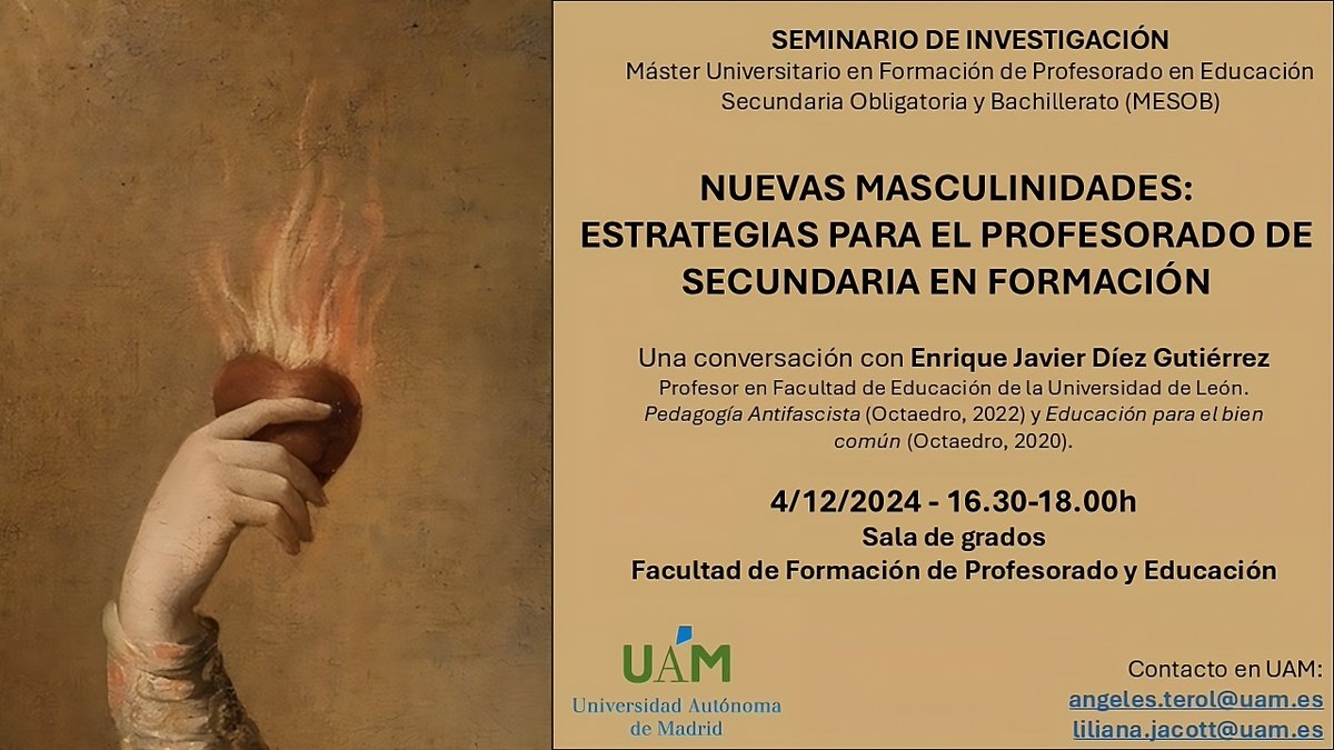 Ángeles🪻📖 (@angeterol) on Twitter photo ❤️🔥Una conversación con <a href="/EnriqueJDiez/">EnriqueDíezGutiérrez 🔻</a> sobre nuevas masculinidades para empoderar y dar estrategias al profesorado de secundaria en formación.
🏛️🪻 Promoviendo desde <a href="/FaculEDUAM/">FACULTAD DE FORMACIÓN DEL PROFESORADO Y EDUCACIÓN</a> una educación feminista y democrática. ❤️🔥Una conversación con <a href="/EnriqueJDiez/">EnriqueDíezGutiérrez 🔻</a> sobre nuevas masculinidades para empoderar y dar estrategias al profesorado de secundaria en formación.
🏛️🪻 Promoviendo desde <a href="/FaculEDUAM/">FACULTAD DE FORMACIÓN DEL PROFESORADO Y EDUCACIÓN</a> una educación feminista y democrática.