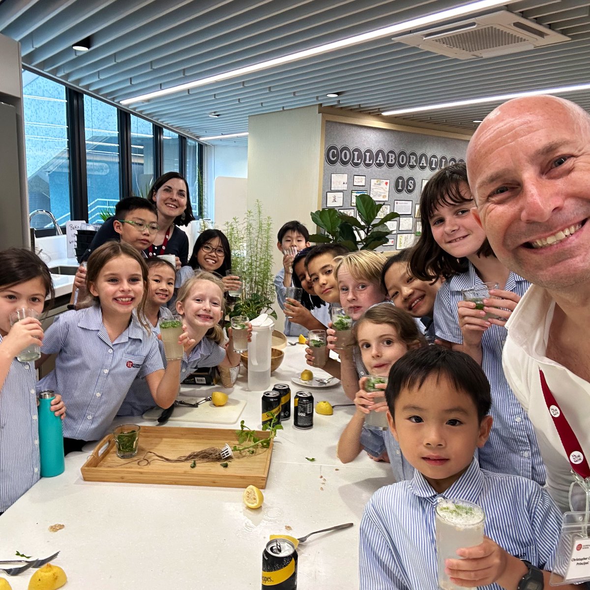 ESFGlenealy's tweet photo. After completing the planting of our bamboo grove, and transplanting our seedlings to the rooftop garden, we took a break by harvesting some of our herbs and made refreshing, basil infused lemonade! 🍋 🌿 https://t.co/zNjTFNi2Ue