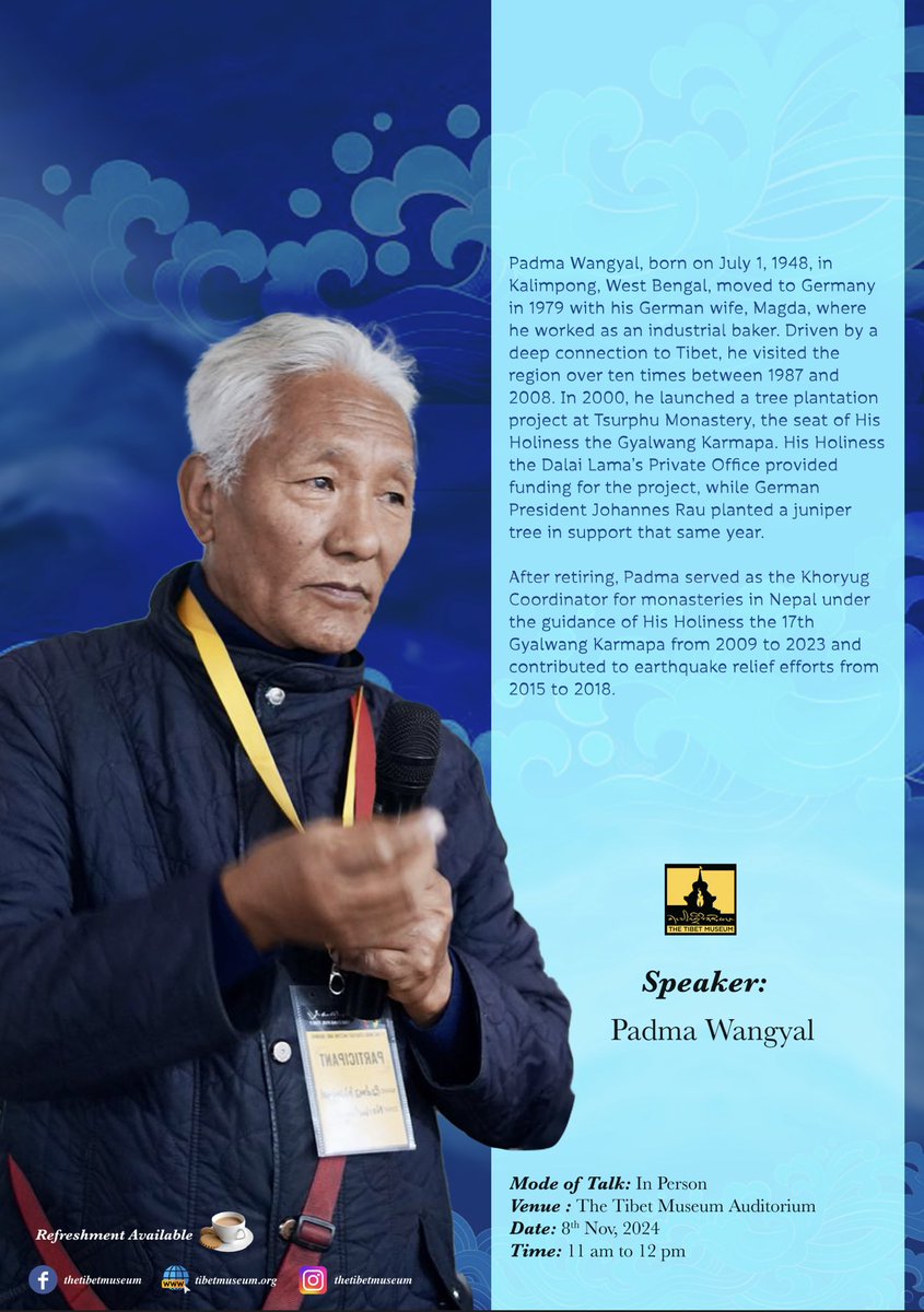 Join us for the inauguration of the temporary exhibition, “Rivers of the Sky: Glaciers to Valleys,” on November 8, 2024, starting at 10 a.m. at the Tibet Museum. 

Tea and cookies will be served, and entry is free.