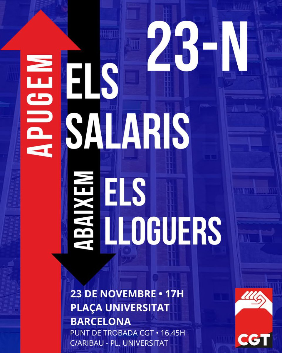 InformaticaCGTc's tweet photo. 🔥Contra rendistes i empresaris🚫
✊Abaixem els lloguers i apugem els salaris🖤❤️ https://t.co/MPcmObuqCU