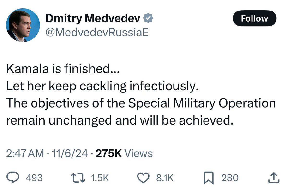 onestpress's tweet photo. The actual tweet from former president of Russia https://t.co/Lj8dxl2F7j