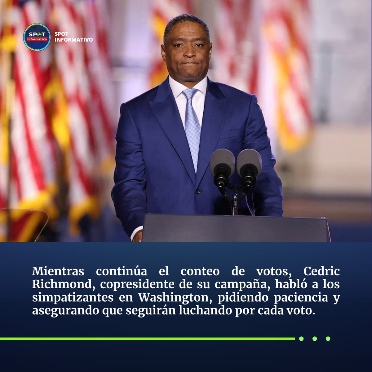 SpotInformativo's tweet photo. #Kamala Harris pospuso su discurso de la noche electoral para este miércoles debido a los resultados negativos frente a #Trump. La noche estuvo marcada por un ambiente cada vez más tenso, mientras Trump celebraba anticipadamente en Florida, con muchos de sus seguidores. https://t.co/4yxwEZPkLm