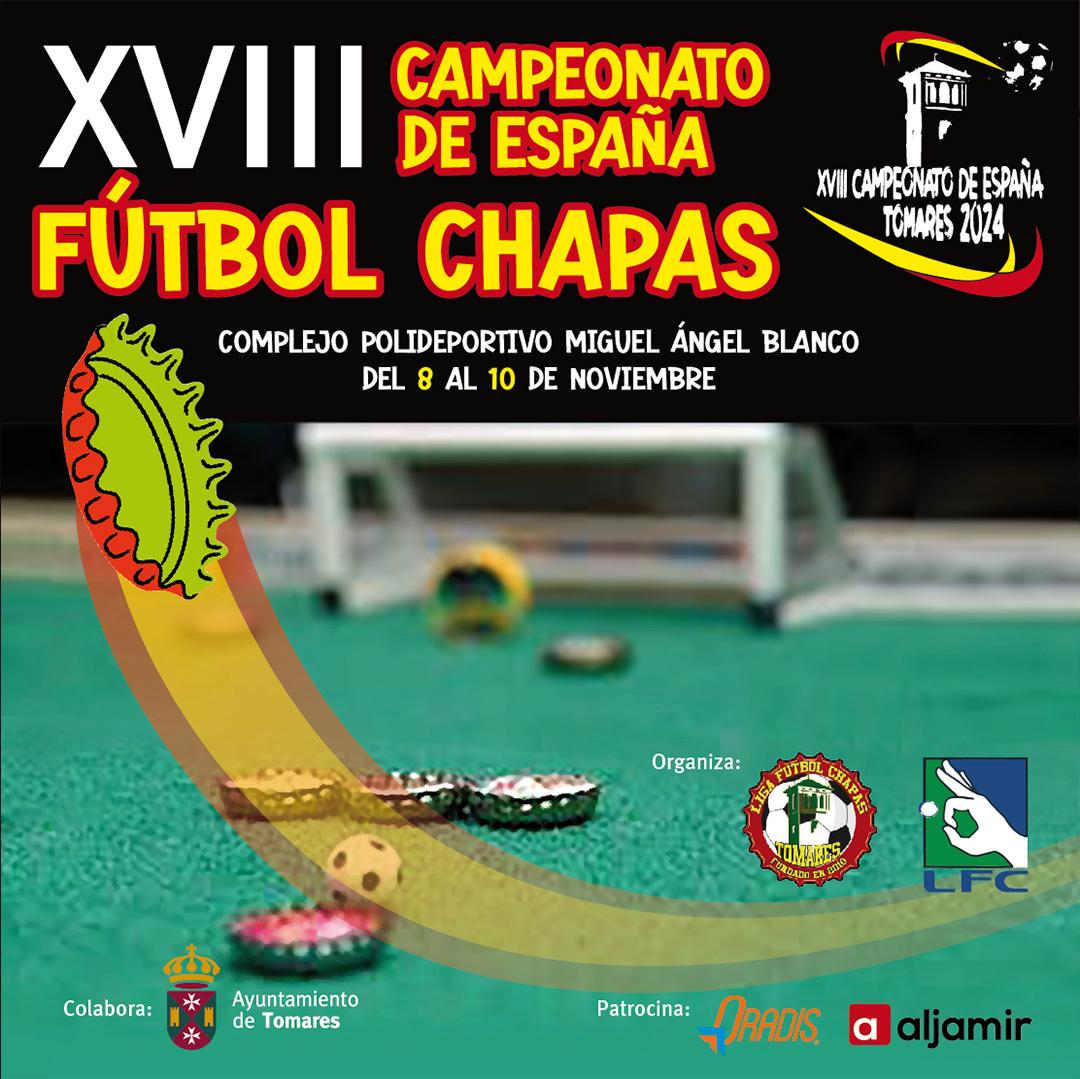 ⚽️ ¡Llega a #Tomares el Campeonato de España de Futbol Chapas!

Del 8 al 10 de noviembre, el Complejo Polideportivo Miguel Ángel Blanco acogerá a los mejores jugadores de toda España en esta competición única. 

¡No te lo pierdas!🙌