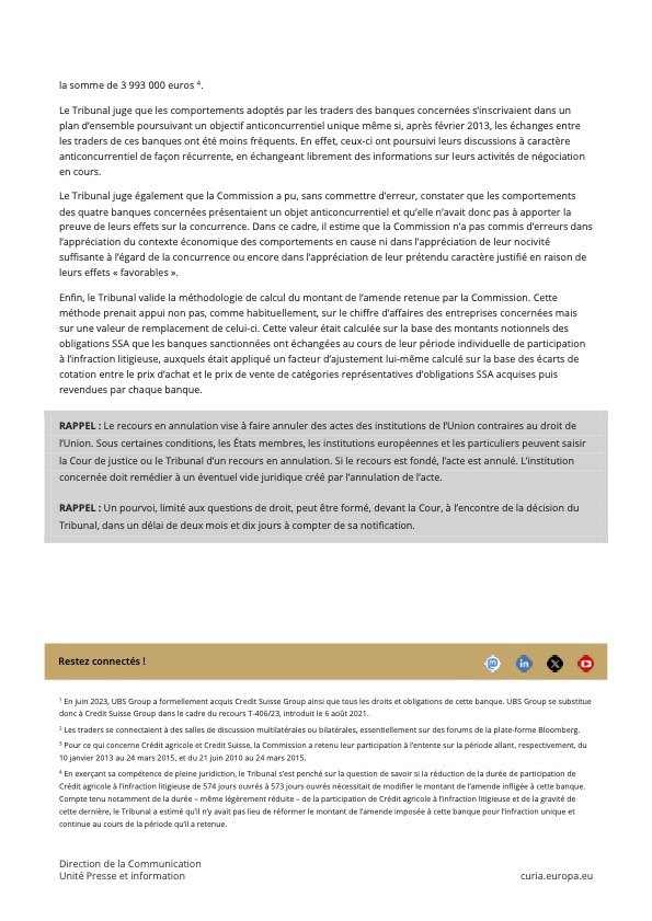 Confermata multa europea per Credit Suisse