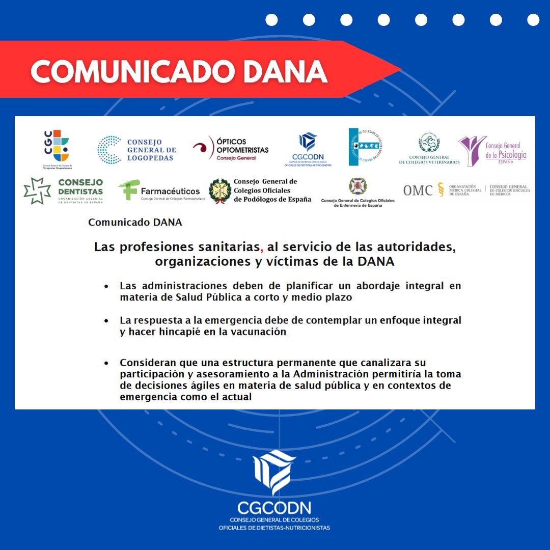 cgcodn's tweet image. En nombre de todos los Consejos Generales Sanitarios, que engloban a las diversas disciplinas sanitarias, queremos expresar nuestra más profunda solidaridad con las víctimas, los familiares y las personas afectadas por la DANA
n9.cl/5tn80