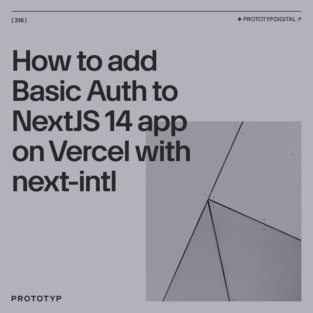 _prototyp's tweet photo. Facing steep costs for Basic Auth on Vercel? 🤔

Learn how we implemented Basic Auth in a NextJS 14 app deployed on Vercel using custom middleware without the hefty $150/mo fee. 👇

https://t.co/X2fZvVxIqF 

#NextJS #Vercel https://t.co/gJqEDZFOB8