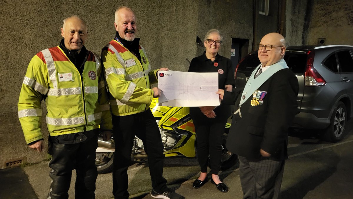 We had a great talk last night from Blood Bikes Cumbria and our WM presented them with a cheque for £300 as a donation towards the great work that they do #charity <a href="/CWNAreaLodges/">C&W North Area Lodges</a> <a href="/ProvinceofCandW/">Cumbria Freemasons</a>