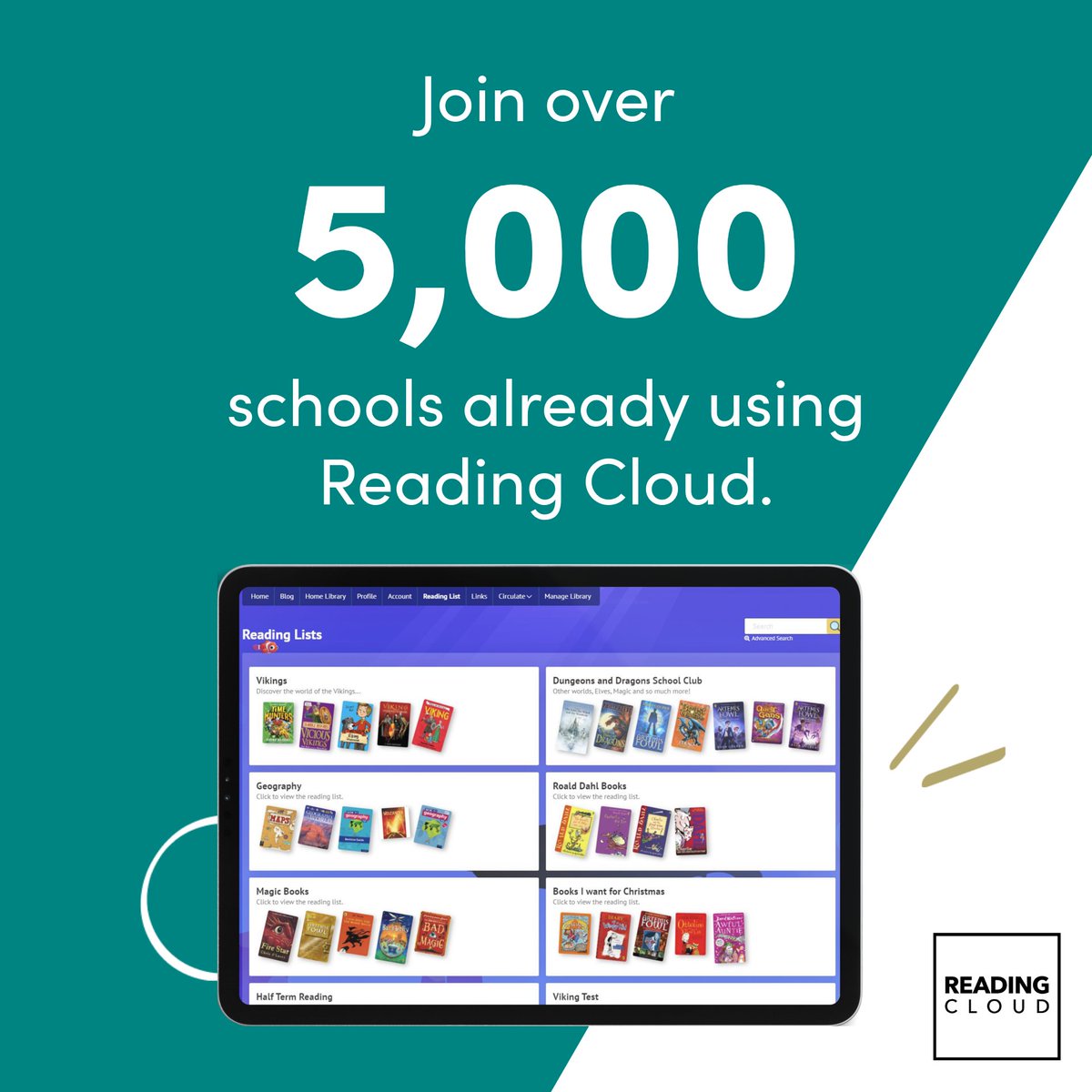 Join over 5,000 schools who have chosen Reading Cloud as their library management solution 📖.

We're here to help you to promote reading for pleasure across your school community, developing strong readers with a lifelong love of learning.

Learn more 👉 okt.to/wtnE8q