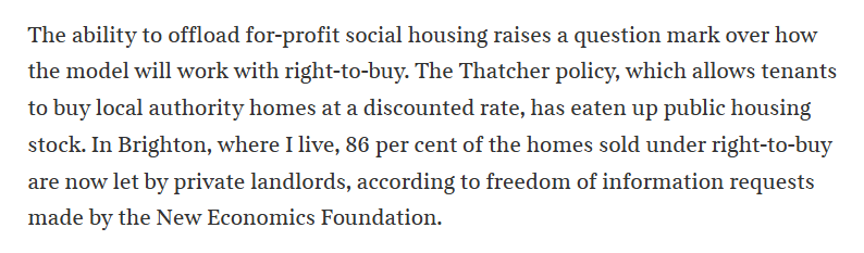 NEF (@nef) on Twitter photo More than 4 in 10 council homes sold under right to buy are now owned by private landlords. But in some parts of the country this is much higher - in Brighton 86% of former social homes are let by private landlords.
Our work on the devastating impact of right to buy in <a href="/thetimes/">The Times and The Sunday Times</a> More than 4 in 10 council homes sold under right to buy are now owned by private landlords. But in some parts of the country this is much higher - in Brighton 86% of former social homes are let by private landlords.
Our work on the devastating impact of right to buy in <a href="/thetimes/">The Times and The Sunday Times</a>