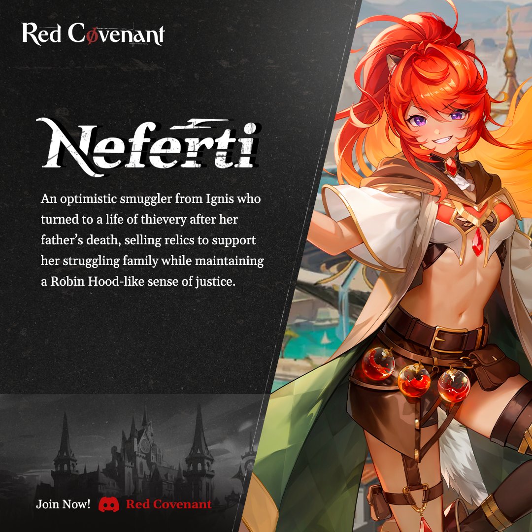 Meet Neferti, an optimistic smuggler from Ignis! After her father’s tragic death, she turned to selling relics on the Black Market to support her family. A true Robin Hood figure, she steals with good intentions. Will her search for the ultimate treasure bring her redemption?