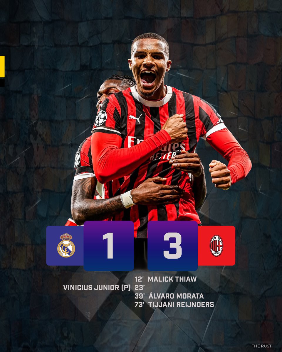 TheRustEdition's tweet photo. #RealMadrid 1-3 #ACMilan | #Rossoneri Seal The Win Against Defending Champions #UEFA #ChampionsLeague | #ForRust https://t.co/A9dqE3oZ9u