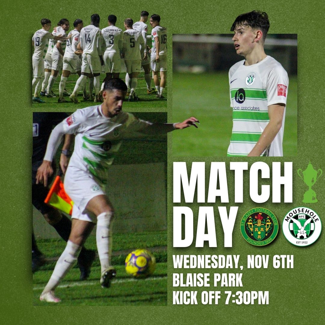 IT'S MATCHDAY and tonight we take on <a href="/StBlazeyAFC/">St Blazey AFC</a> in the <a href="/cornwallfa/">Cornwall FA</a> SENIOR CUP 🏆

 Senior Cup 2nd Rnd
📅 Wednesday 06/11/24
📍 Blaise Park
🕒 19:30

<a href="/Cornishfootball/">Dave Deacon</a> <a href="/swsportsnews/">South West Sports News</a> <a href="/SouthernLeague1/">The Pitching In Southern Football League</a> #flyingalltogether #wayoutwest #seagulls #mafc