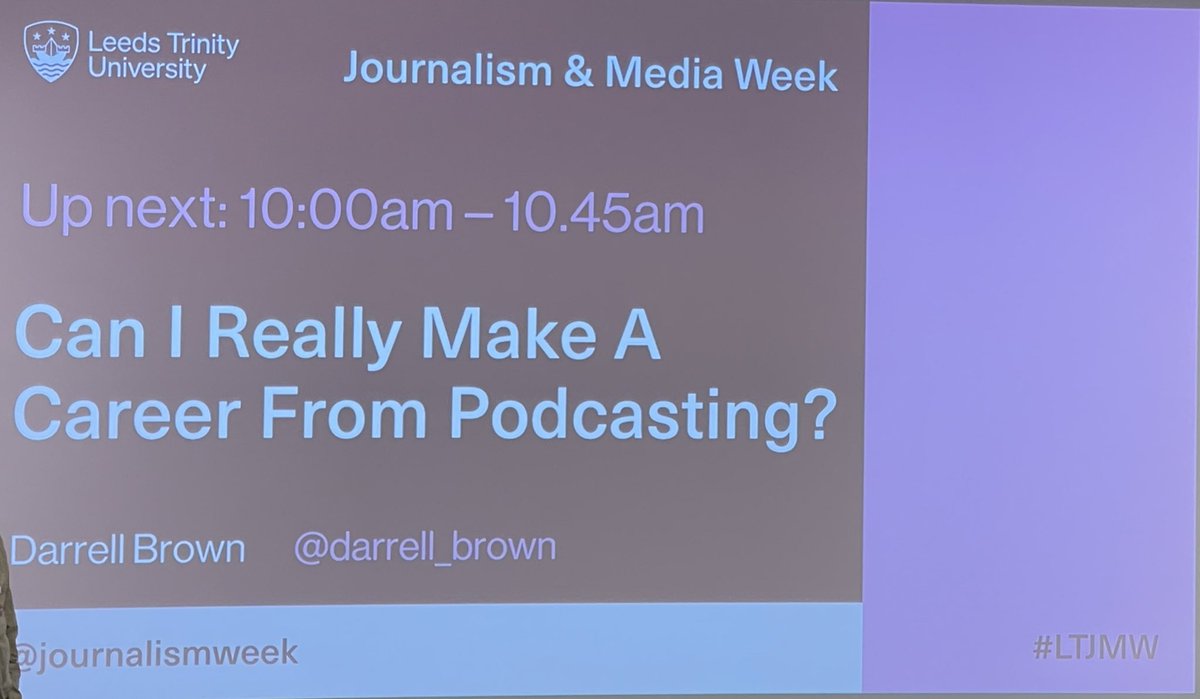 LTUYasmin's tweet photo. Day 3 of Journalism and Media Week awaits! As I am here early to get hear further knowledge about podcasting with @darrell_brown 🙂‍↕️ #LTJMW https://t.co/c1zFSUyCty