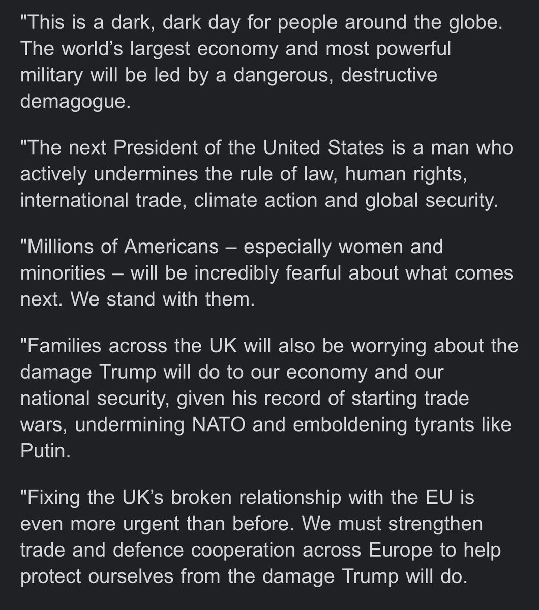 Ed Davey is spot on here. 

Now, more than ever, we need to break ties with America and focus on rebuilding our relationship with Europe. 

You can’t have a “special relationship” with a treacherous fascist.