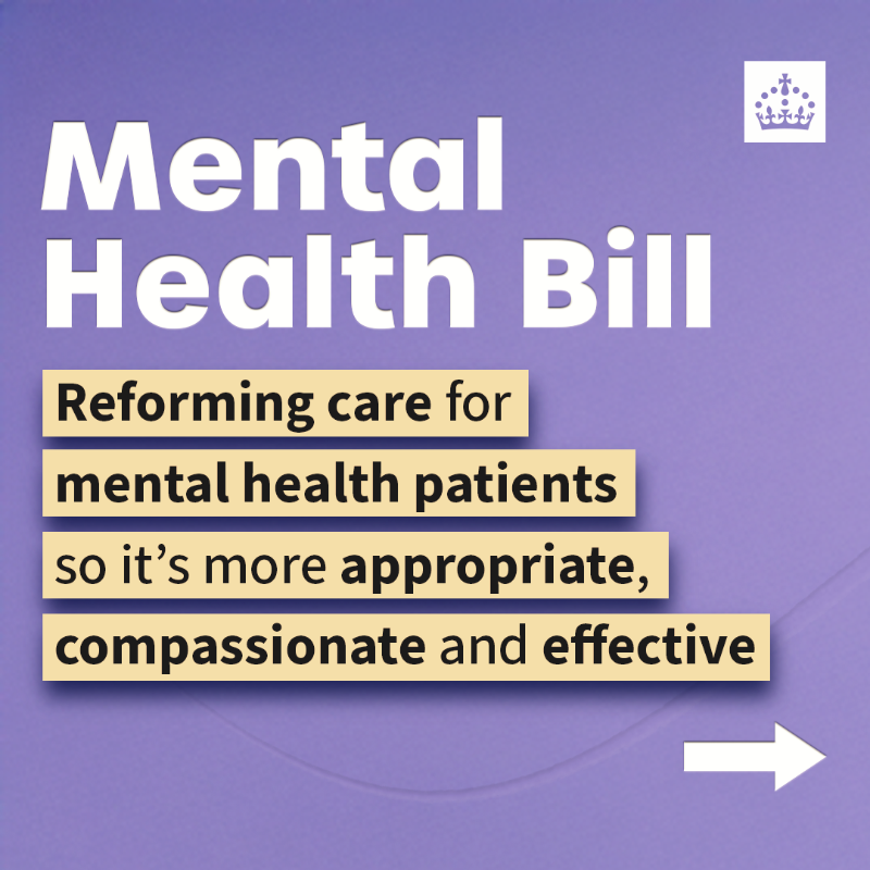 DHSCgovuk's tweet photo. We're strengthening patient rights under the Mental Health Bill so people can get better mental health care.

Here’s what we're improving for patients, staff and the public ⬇️
