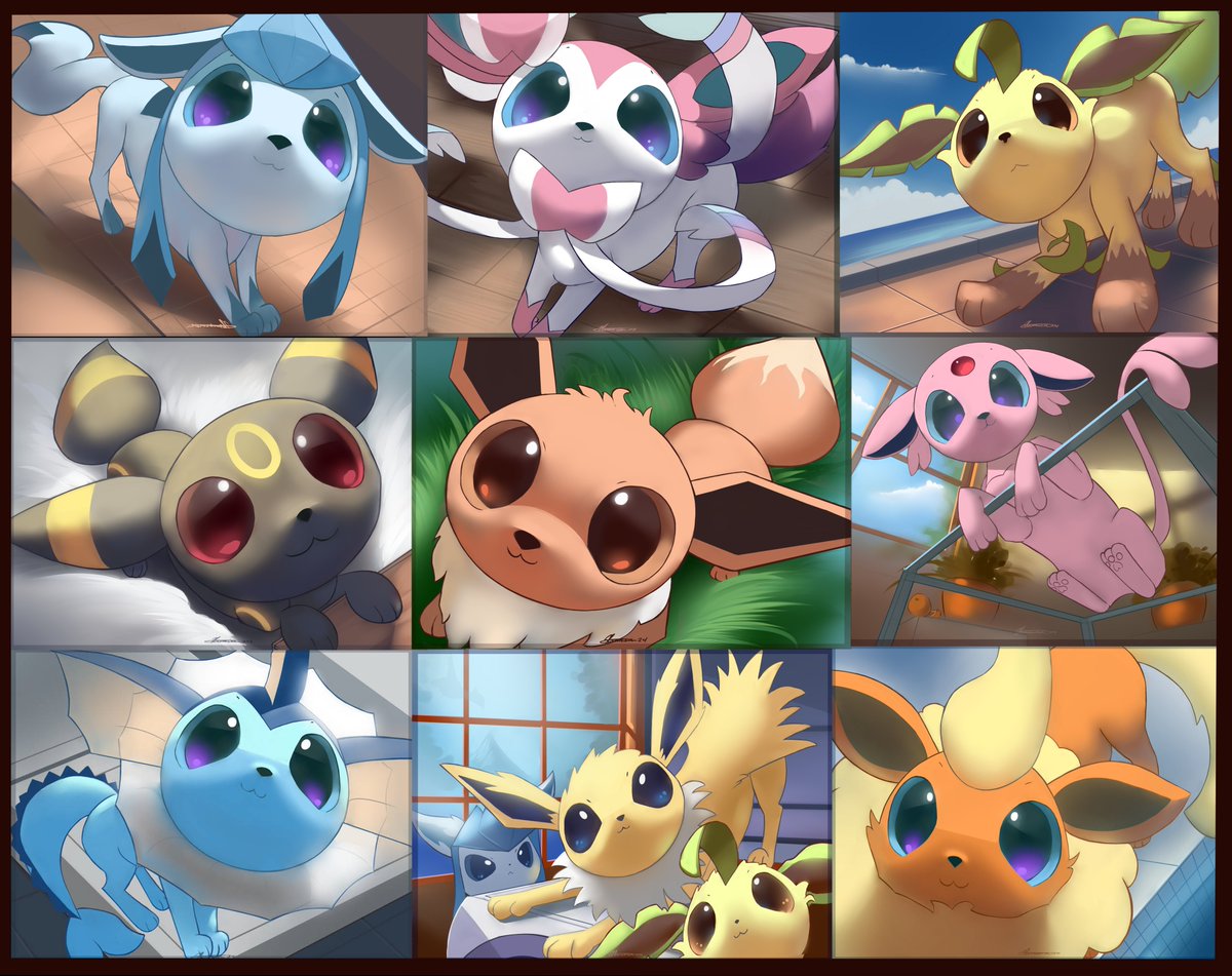 Curious Eevees! #ポケモンイラスト #Pokemon #HumanArt