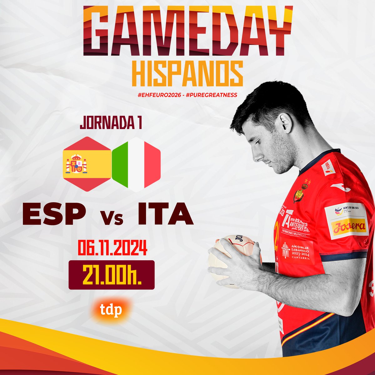 🔥 #GameDay 

🏆 <a href="/EHFEURO/">EHF EURO</a>

📌 Jornada 1 - Qualifiers Phase 2
⏱️ 21:00 h
🏟 Pabellón Puerto de Sagunto

🆚 España 🇪🇸 : 🇮🇹Italia

📺 <a href="/teledeporte/">Teledeporte</a>

🤝<a href="/EHFEURO/">EHF EURO</a> | @AytoSaguntoCom | esport Sagunt | <a href="/Sagunto_Turismo/">Sagunto Turismo</a> | <a href="/dipvalencia/">Diputació de València</a> | <a href="/generalitat/">Generalitat</a> | <a href="/c_valenciana/">Comunitat Valenciana</a> | <a href="/Fbmcv/">#ComunitatDelHandbol 🧡💙</a>

#⃣ #Balonmano |