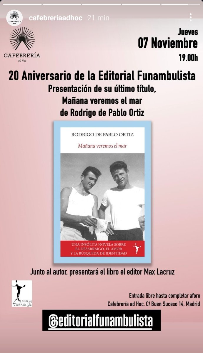 Esto es mañana, a las 19:00 👇🏽📚🍷