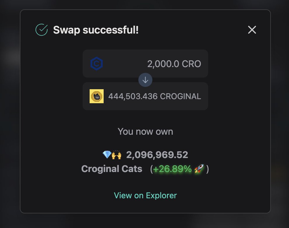 We just bought 2,000 $CRO worth of $CROGINAL to add to our Mystery Boxes! 

Simply trade on Wolfswap to have a chance to earn! 

What should we buy next?! 

Only from #crofam, for #crofam!