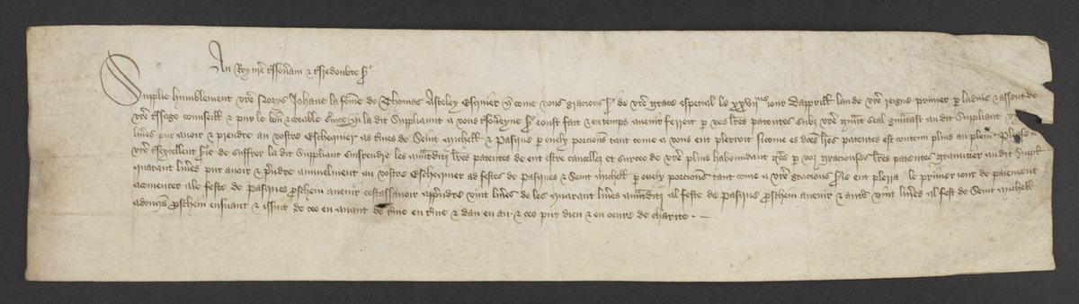 BLMedieval's tweet photo. On 14 January 1424, Joan Astley, nurse to Henry VI, submitted this petition asking for a raise in her salary from £20 to £40 (around £35,000 in modern currency). #MedievalWomen

Today's blogpost uncovers her story! 

https://t.co/wXvaYF6fbQ https://t.co/hJ0hAN5HdU