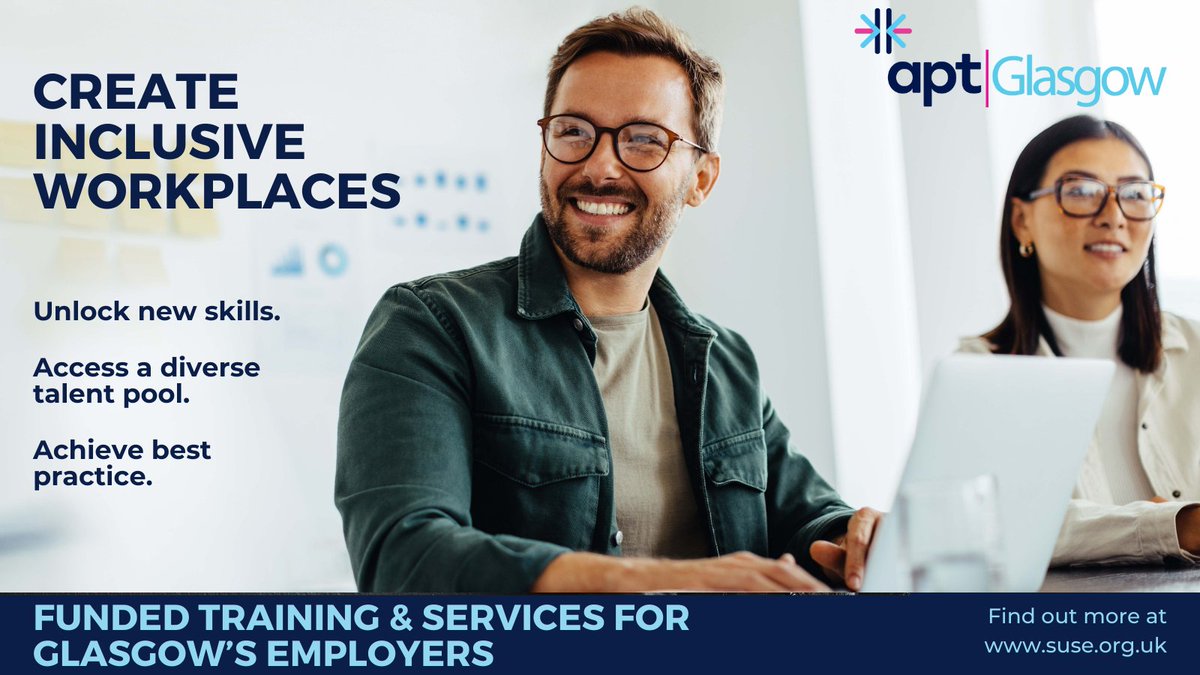 Expand your talent pool, embrace new skills &amp; find innovative solutions by encouraging diversity in your workplace. New funded training &amp; services available, helping #GlasgowEmployers to create an inclusive environment for disabled people. 
Find out more: ow.ly/osIu50TZztB