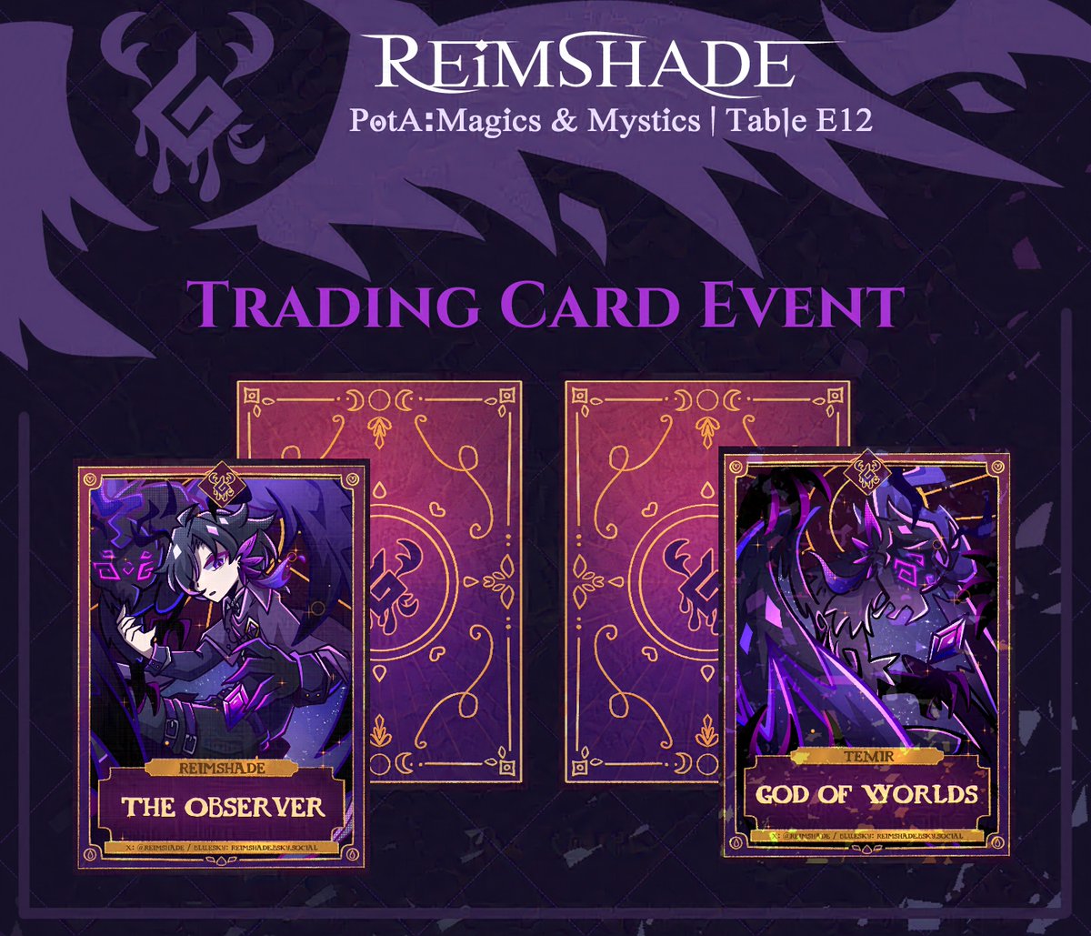 reimshade's tweet photo. I will also be joining the trading card event occuring during the event! Come stop by and give me cards, not a threat. :3

#PatronsoftheArts
#PotaMagicsandMystics https://t.co/5wbyWcXsFN