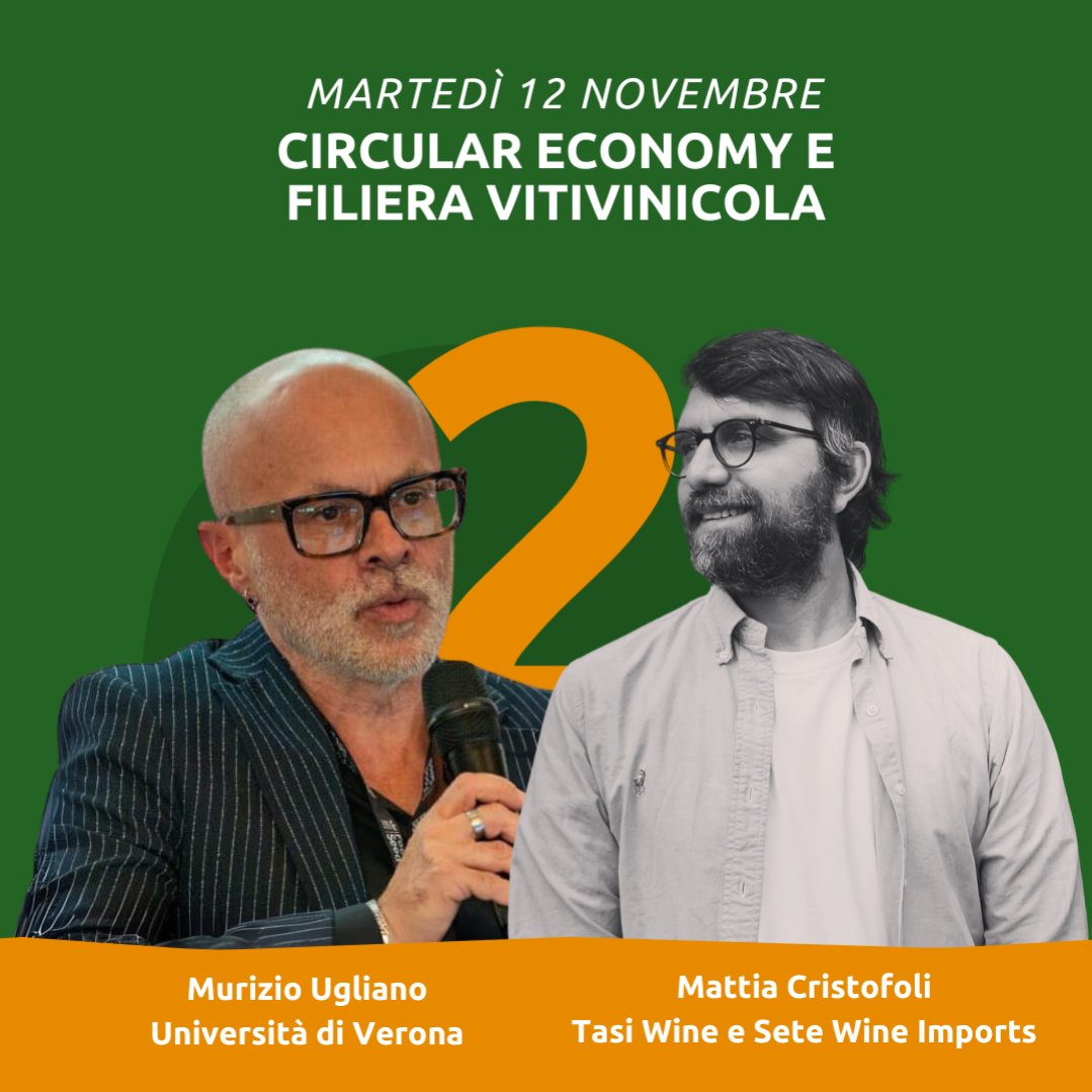 🍇 #CircularEconomy e filiera #Vitivinicola

Nella seconda sessione del #CorsoGratuito del corso esploreremo #ProgettiInnovativi e case study del settore vitivinicolo, per comprendere le migliori tendenze #sostenibili applicate alla produzione del #vino
