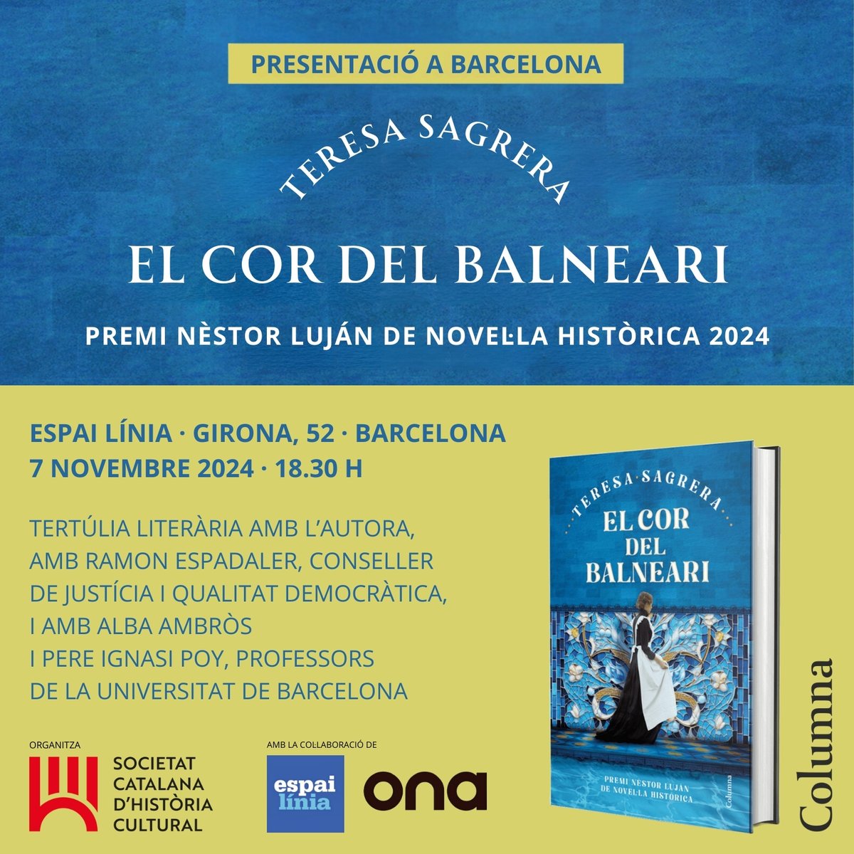 Espai Línia (@espailinia) on Twitter photo El 7 de novembre acollirem la presentació d'"El cor del balneari", de Teresa Sagrera, amb la participació de Ramon Espadaler, conseller de Justícia i Qualitat Democràtica, i els professors Alba Ambròs i Pere Ignasi Poy | <a href="/SagreraT/">tsagrera</a> <a href="/PereIgnasiPoy/">Pere Ignasi Poy 🇪🇺</a> <a href="/alba_ambros/">Alba Ambròs Pallarès</a> <a href="/columnaedicions/">Columna</a> El 7 de novembre acollirem la presentació d'"El cor del balneari", de Teresa Sagrera, amb la participació de Ramon Espadaler, conseller de Justícia i Qualitat Democràtica, i els professors Alba Ambròs i Pere Ignasi Poy | <a href="/SagreraT/">tsagrera</a> <a href="/PereIgnasiPoy/">Pere Ignasi Poy 🇪🇺</a> <a href="/alba_ambros/">Alba Ambròs Pallarès</a> <a href="/columnaedicions/">Columna</a>