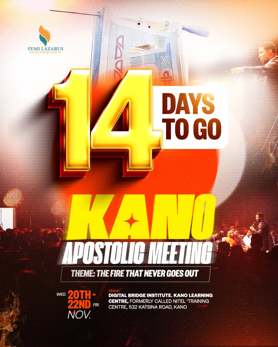 lightnationkano's tweet photo. Kano Apostolic Meeting is God's system to pull down the altars of darkness that have held people hostage for years.

Fresh fire will be released, new armies will rise, and the flag of righteousness will be exalted for a lifetime in Kano State.

Are you getting ready? https://t.co/5xjsEyrzoP