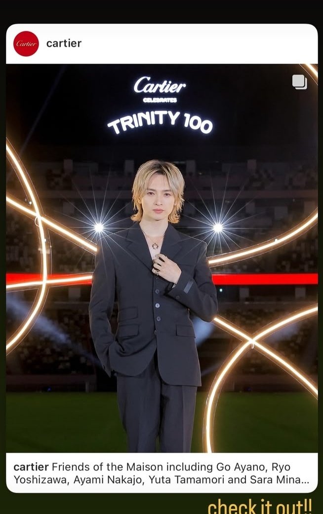 d9csxj's tweet photo. 玉ちゃん💛かっこいい〜。
Cartierのアクセサリーとっても
似合ってるよ😊
#玉森裕太Instagram
#CartierTrinity100 https://t.co/leKJelG330