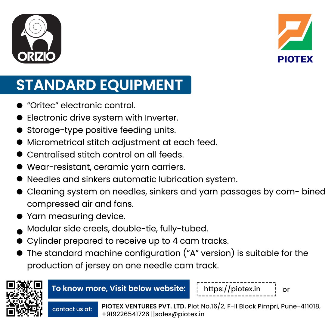 Piotextech's tweet image. 3.0 feed per diametrical inch machine with the possibility to receive up to 4 cam tracks, provided with needles and cams to knit different basic stitches: jersey, plated jersey and three way plating, visible 1:1, 2:1, 3:1

#KnittingMachine #CircularKnitting #TextileInnovation
