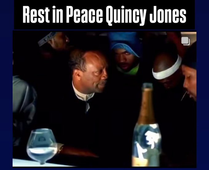 Rest In Peace to the legendary Quincy Jones #RIPQuincyJones 💐🌹⚘💐 https://t.co/g9EeriWdOh<a href="/tag/ripquincyjones"class="tags">#RIPQuincyJones</a>