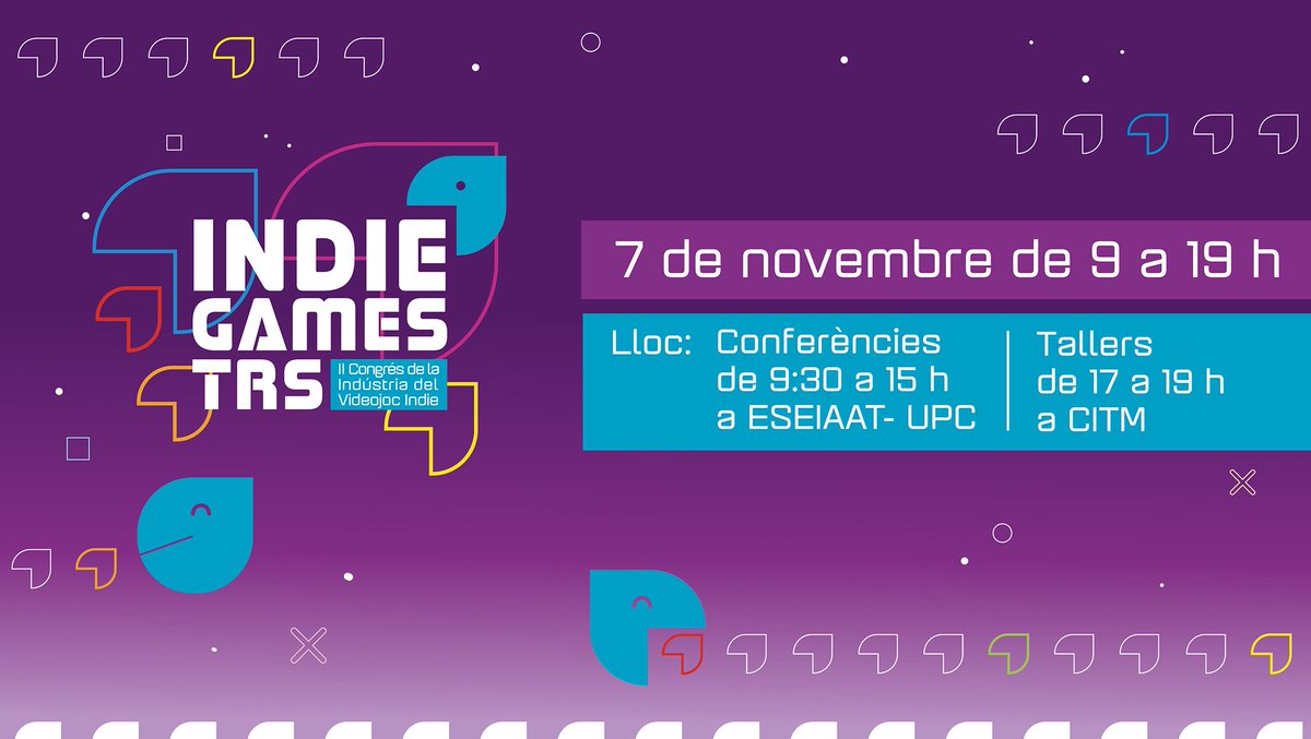 🗓️ Tot preparat per demà a Terrassa amb el ll congrés #IndieGamesTRS, enguany dedicat a la música i el disseny de so dels videojocs 🎮

Xerrades, tallers i un concert en directe! 🎹

Més informació i inscripcions: terrassainnovacio.cat/indie-games-tr…