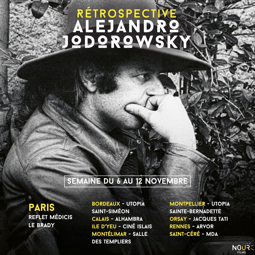 À Paris, Bordeaux, Rennes (et bien d'autres !), (re)découvrez les  films cultes de Alejandro Jodorowsky remasterisés en 4K ✨

👉 linktr.ee/nour_films

#alejandrojodorowsky #fandoetlis #eltopo #tusk #lamontagnesacrée #theholymountain #santesangre #levoleurdarcenciel