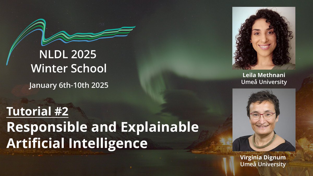 We are thrilled to have Virginia Dignum and Leila Methnani give the second tutorial for the NLDL 2025 Winter School! 🤖❄

Their tutorial presents ongoing research in the field of Responsible AI by introducing core concepts and means of operationalizing AI ethics.

<a href="/NORAdotAI/">NORA.ai</a>