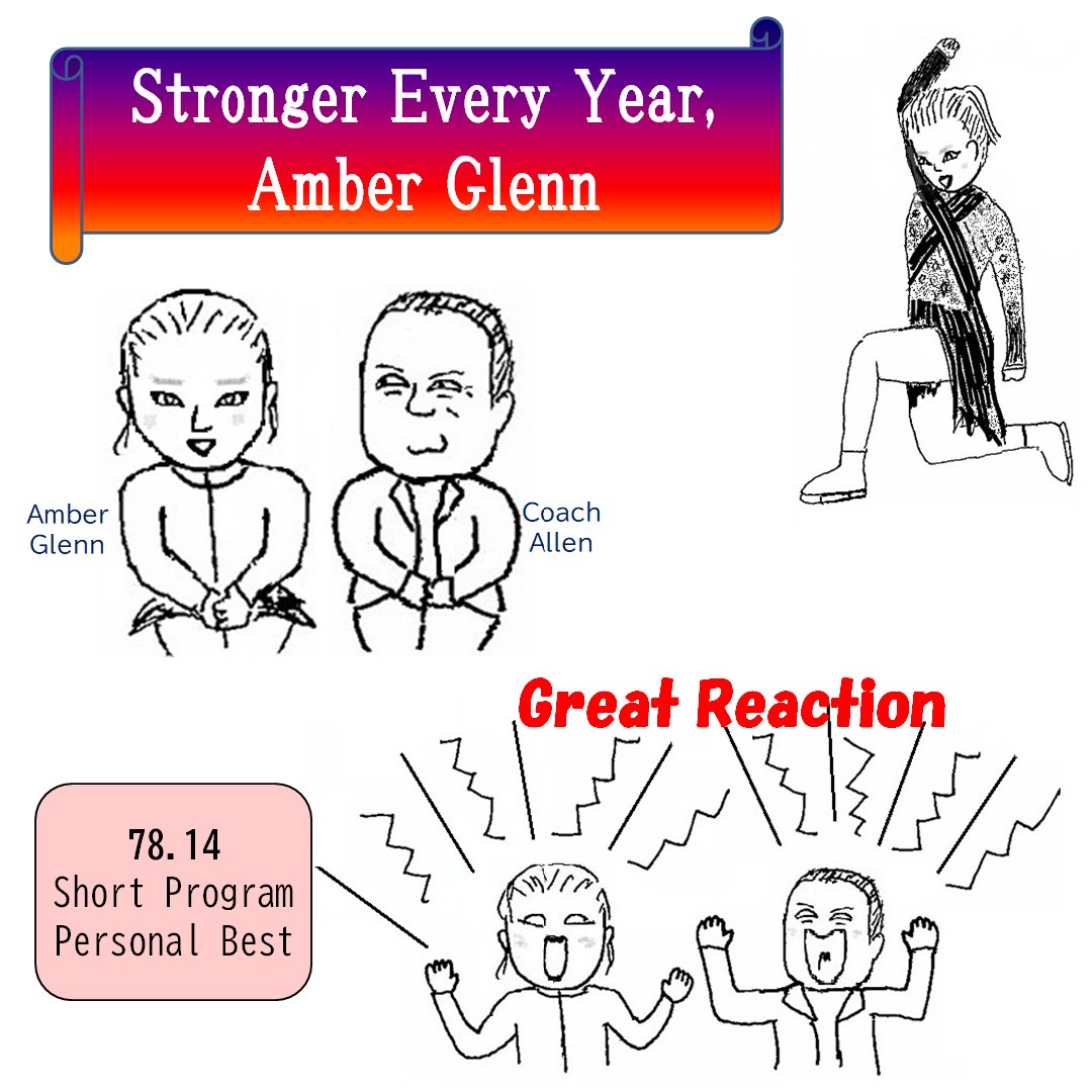 kobutakeuchi's tweet photo. Stronger Every Year, Amber Glenn
 
#amberglenn #damonallen #figureskating #caricature #onepanelcomic #アンバーグレン #フィギュアスケート #似顔絵 https://t.co/qU2jooDJog
