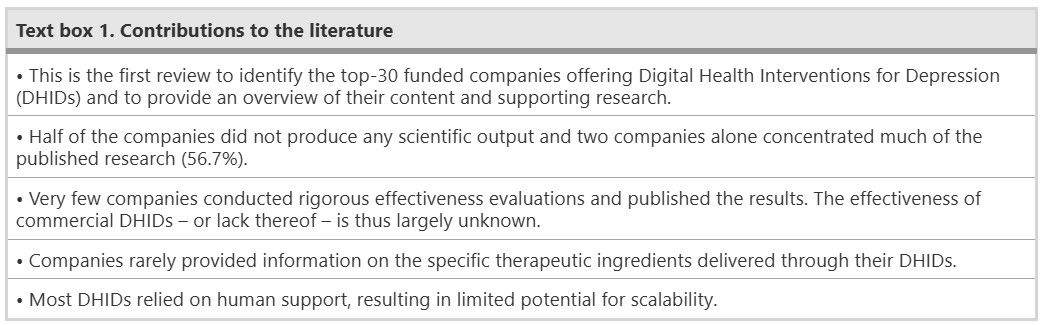 Our review of top commercial digital health interventions for preventing and treating depression is hot off the press! 🔔 A good read for anyone interested in #mHealth #depression #mentalhealth

Full-text available here➡️rdcu.be/dY707