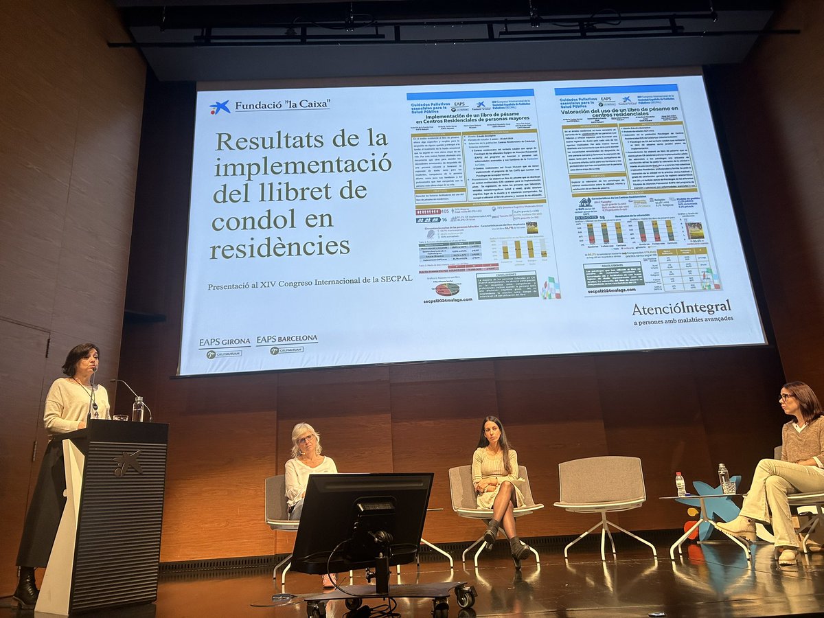 clara_fraguell's tweet photo. La companya @NuriaTortos comparteix els resultats de la implementació del llibret de condol en residències. Una idea súper-innovadora! ✨

#malaltiesavançades @FundlaCaixa @FundlaCaixaCAT @grupmutuam @CatEaps https://t.co/a9qYItNSuK