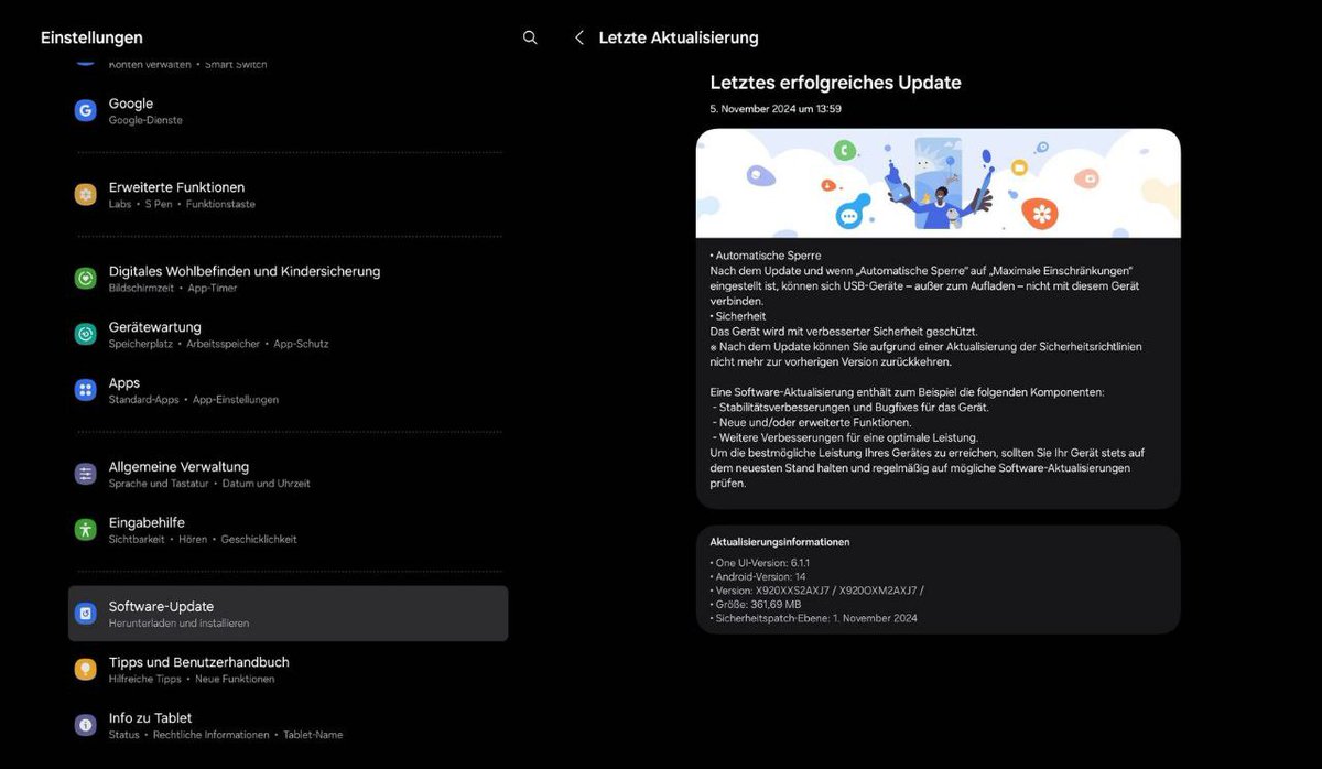 ultimate_phyco's tweet photo. Galaxy Tab S10 series' 5G and WiFi gets November patch in Europe
#samsung #samsungupdate #GalaxuytabS10 #Novemberpatch https://t.co/Ol7rqEYZca