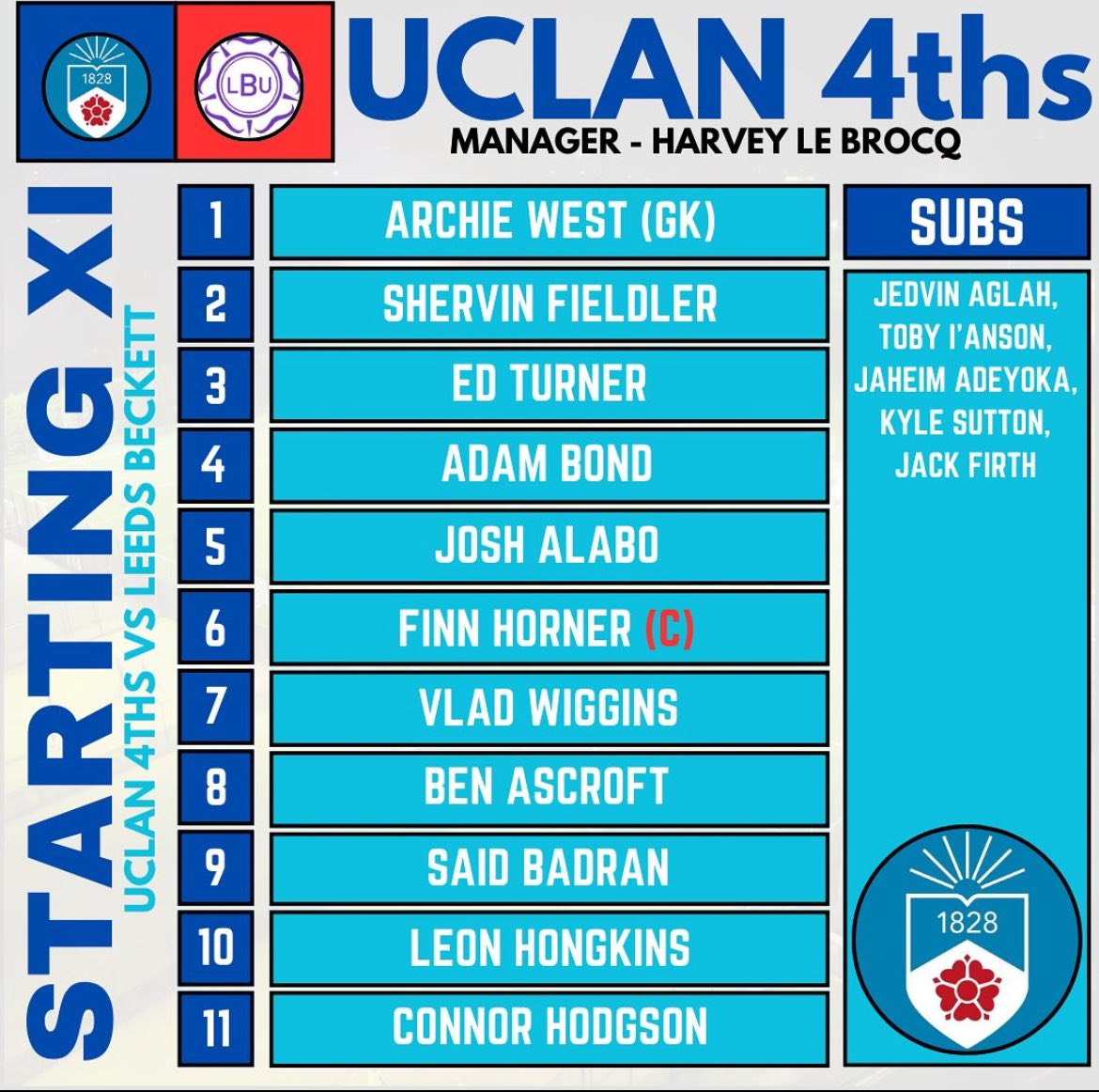 UCLANMens_FC's tweet photo. The 4s are in Yorkshire this afternoon for their cup tie.

🆚 Leeds Beckett 5s
🏆 Northern Conference Trophy
📍 Three G2, Headingley Campus
⏰ 3pm

Match updates to follow!

#UCLanFC #UpTheClan @BUCSsport https://t.co/9cOtFqCyvG
